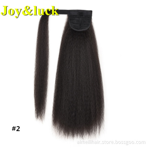 Wholesale Price Wigs In Afro Winding Ponytail Yaki Long Straight With Comb Ponytail 22 inch Soft Fluffy Synthetic Hair Extension